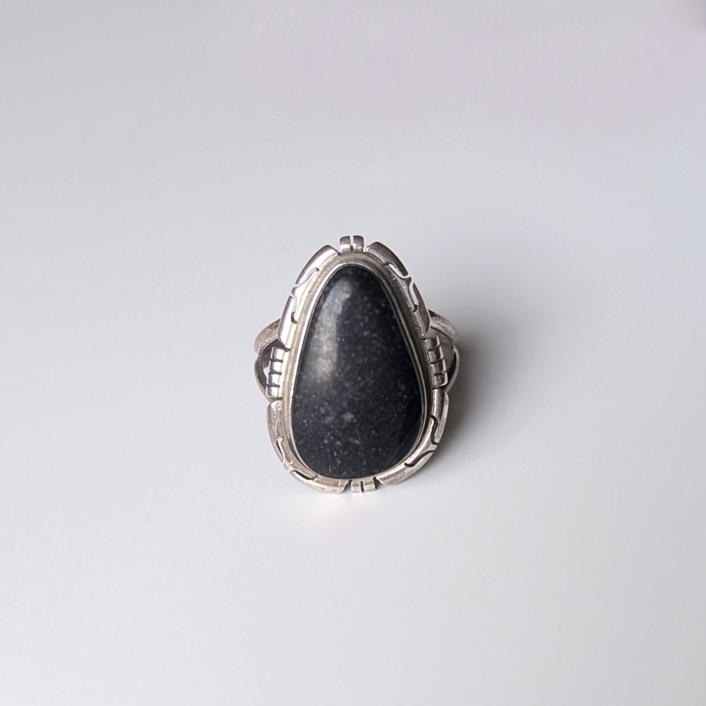 Navajo Native American D. Skeets ring Sterling silver Black Stone 925 - Picture 2 of 6
